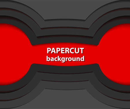 Vector background with red and black paper cut shapes. 3D abstract paper art style, design layout for business presentations, flyers, posters, prints, decoration, cards, brochure cover.のイラスト素材