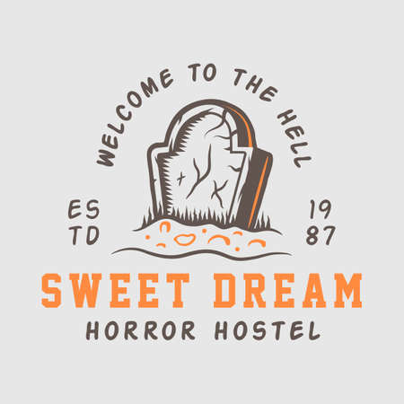 Vintage retro halloween theme design template suitable for logo, emblem, badge, label, mark, patches, t-shirtのイラスト素材