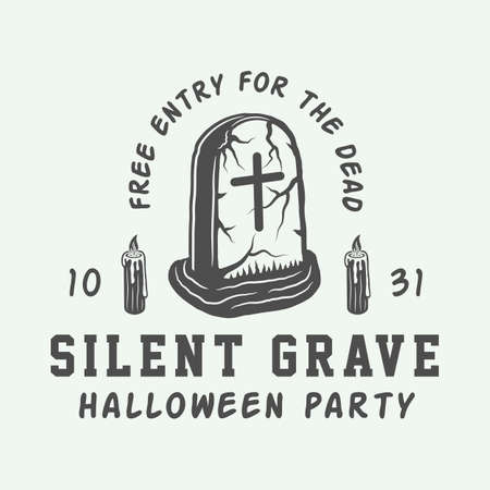 Vintage retro halloween theme design suitable for logo, emblem, badge, label, mark, patchesのイラスト素材