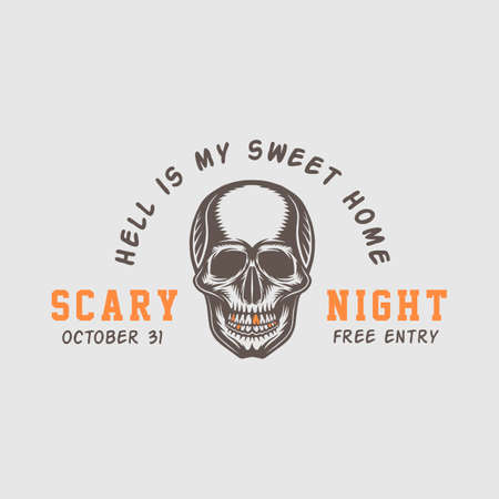Vintage retro halloween theme design suitable for logo, emblem, badge, label, mark, patchesのイラスト素材