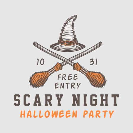 Vintage retro halloween theme design suitable for logo, emblem, badge, label, mark, patchesのイラスト素材