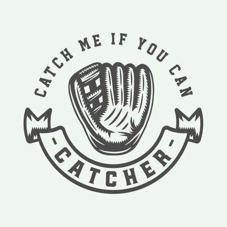 Vintage baseball sport logo, emblem, badge, mark, label. Monochrome Graphic Art. Illustration. Vector.のイラスト素材
