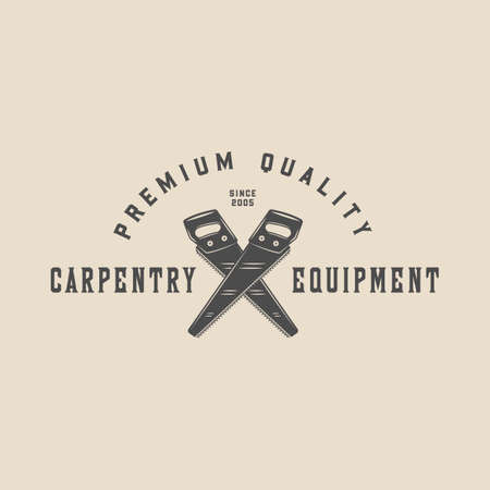 Vintage carpentry,woodwork and mechanic label, badge, emblem .  Monochrome Graphic Artのイラスト素材