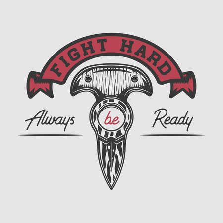 Vintage slogan with motivation. Fighting inspiration illustration with knife.Vector.のイラスト素材