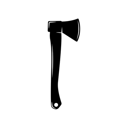 Vintage carpentry woodword mechanic ax. Can be used like emblem, logo, badge, label. mark, poster or print. Monochrome Graphic Art. vector illustration.のイラスト素材