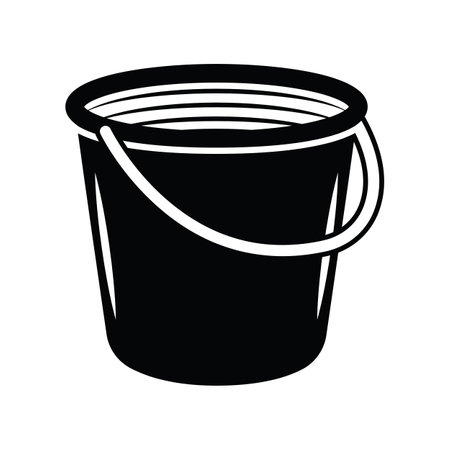 Vintage retro cleaning bucket. Can be used like emblem, logo, badge, label. mark, poster or print. Monochrome Graphic Art. vector illustration. Engraving woodcut slyle.のイラスト素材