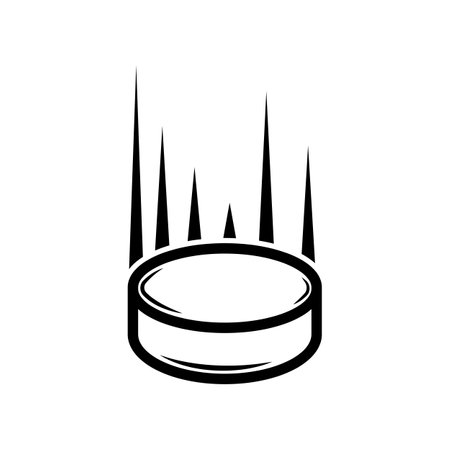 Vintage retro vwinter sport hockey puck. Can be used like emblem, logo, badge, label. mark, poster or print. Monochrome Graphic Art. vector illustration. engraving styleのイラスト素材