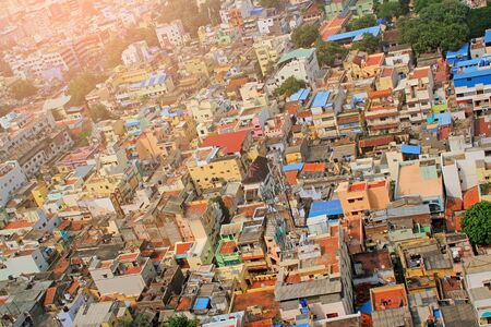 India. Colorful houses Tiruchirapalli, top viewの写真素材