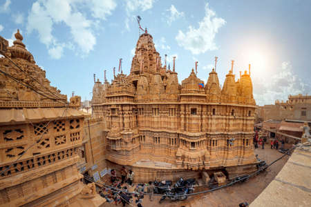 Jaisalmer, India - December 5, 2019: Exterior view of the Jain Temple inside Jaisalmer Fort.のeditorial素材