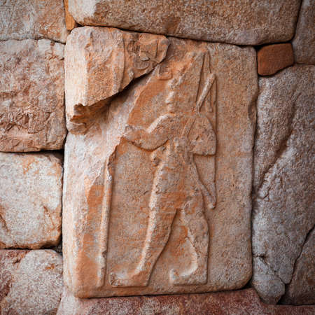 Archeological reliefs in Hattusa City, ancient Hittite Empire - Corum, Turkey. 1700 to circa 1200 bc.の写真素材