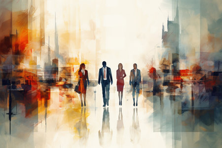 Abstract Image of Business People Walking on the Streetの素材