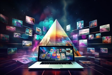 business people use internet technology to study on tablets digital marketing concepts create content on social media use the internet to connect with media video chat do businessの素材