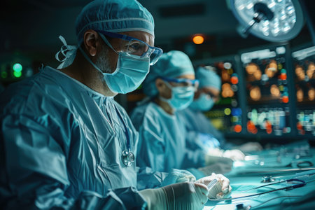 Man Medical Team Performing Surgical Operation in Modern Operating Roomの素材