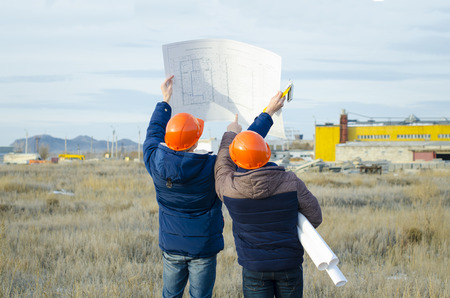 Engineers at a construction siteの写真素材