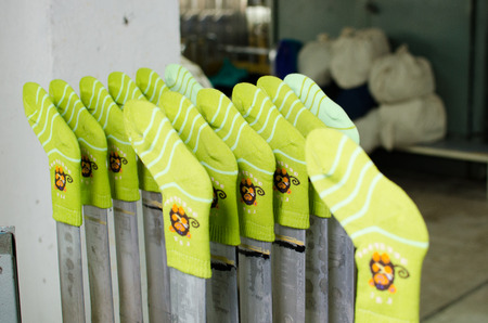 Machinery and equipment in a spinning production company interior design. Textile fabricの写真素材
