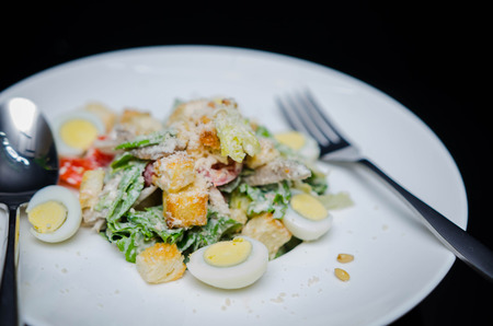 Closed up of Cesar Salad, healthy food, clean food, organic vegetables.の写真素材