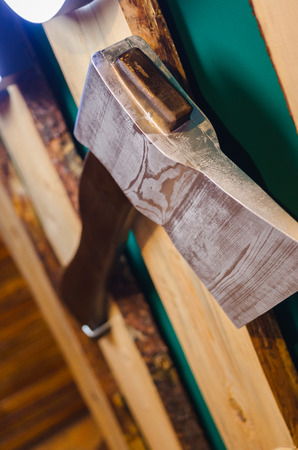 axe - interior element Old axe with handle made from woodの写真素材