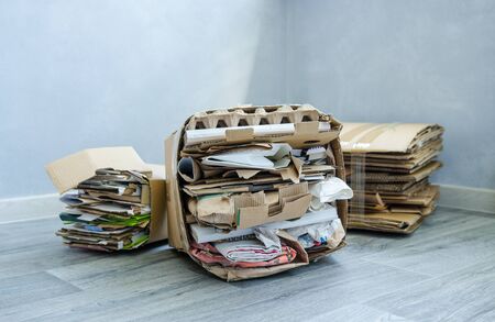 recyclable materials. A selection of garbage for recycling. paper recyclable. waste paper recycling. Ecologyの写真素材