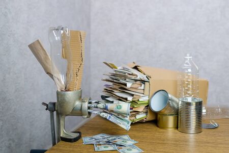 Trash for recycle and reduce ecology environment. Paper recycling. ecologyの写真素材