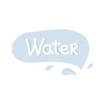 Water drops with text. Color flat vector illustration for poster, card. Hand drawn elements with lettering. Healthy lifestyle concept for banner, poster, printのイラスト素材