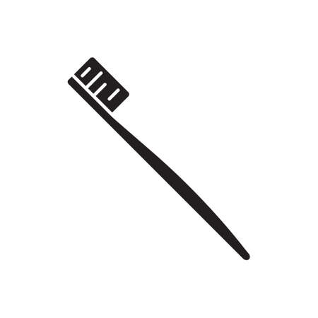 Cutout silhouette manual toothbrush icon. Outline template for logo. Black and white simple illustration. Flat hand drawn isolated vector image on white backgroundのイラスト素材