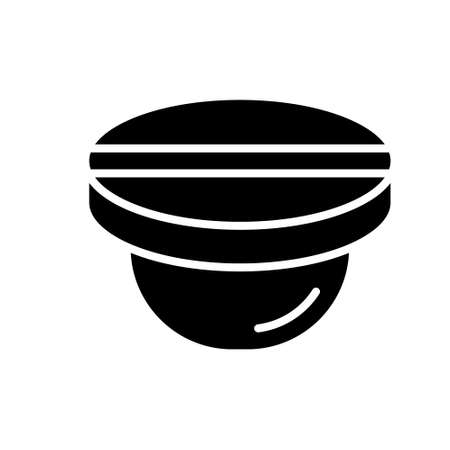 Cutout silhouette Round button, nail or stub with straight slot icon. Outline of plug, stopper. Black simple illustration. Flat isolated vector image on white backgroundのイラスト素材