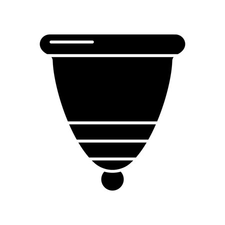 Cutout silhouette Menstrual cup icon. Outline template for icon. Black simple illustration of feminine hygiene products. Flat isolated vector image on white background. Zero waste themeのイラスト素材