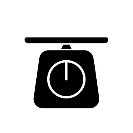 Cutout silhouette Retro scale icon. Outline icon for measuring and weighing. Black simple illustration of small kitchen scale with round dial and flat plate. Isolated vector image on white backgroundのイラスト素材
