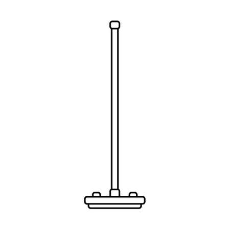 Curling broom icon. Linear icon of tournament performance brush. Black simple illustration of handle with icepad. Contour isolated vector image on white backgroundのイラスト素材