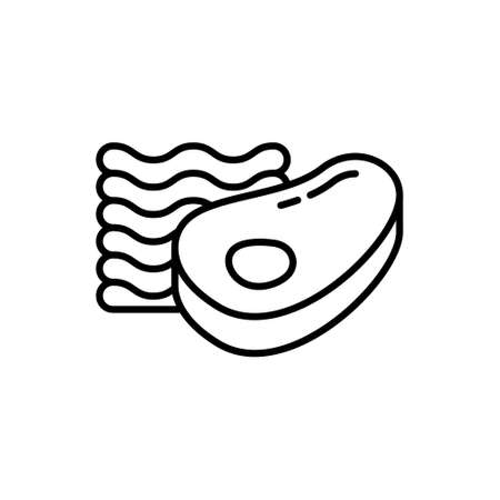 Ground beef. Linear icon of Minced meat with tenderloin.のイラスト素材