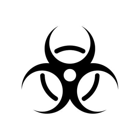 Silhouette Biohazard icon. Outline biological hazard. Black illustration of dangerous virus, microorganism, bacteria. Flat isolated vector emblem on white background. Chemical toxic danger safetyのイラスト素材