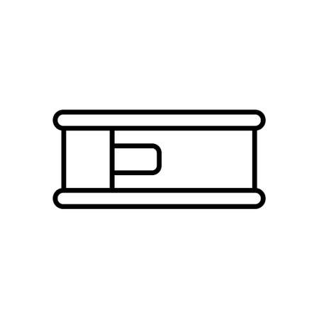 Springform cake pan. Linear icon of kitchen utensil for baking sponge cake, cheesecake. Black simple illustration of metal mold. Contour isolated vector, white backgroundのイラスト素材