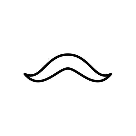 Mustache icon. Linear  of masculinity. Black simple illustration of attribute of mexican man, gentleman. Contour isolated vector emblem on white background. Hair over lip, barbershop signのイラスト素材