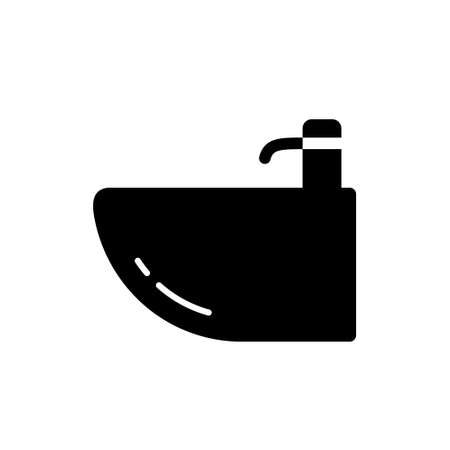 Bidet silhouette. Outline icon of oval basin used for washing. Black simple illustration. Flat isolated vector pictogram on white backgroundのイラスト素材