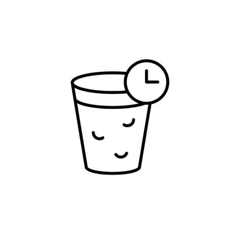 Thermostatic yoghurt. Linear icon of fermentation in cup packaging. Black simple illustration of natural dairy product. Contour isolated vector pictogram on white backgroundのイラスト素材