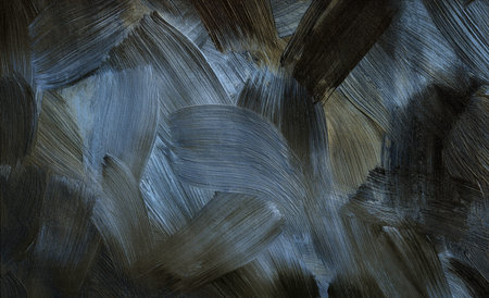 Turquoise and brown art background. Large brush strokes. Acrylic paint in blue, umber and black...