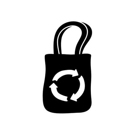 Recycle bag silhouette icon. Hand drawn simple illustration. Black isolated vector pictogram on white backgroundのイラスト素材