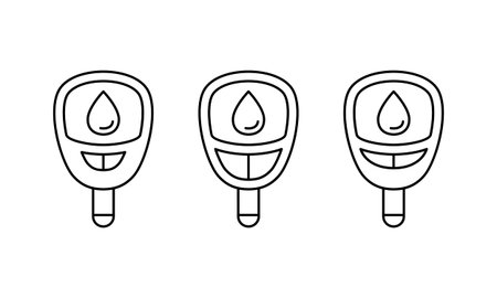 Glucometer linear icon. Outline simple vector of portable glucose meter. Contour isolated pictogram on white backgroundのイラスト素材
