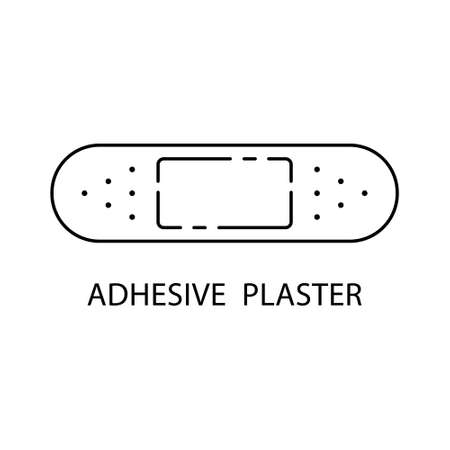 Adhesive plaster linear icon. Outline simple vector of sticking plaster. Contour isolated pictogram on white backgroundのイラスト素材