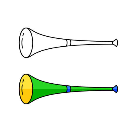Vuvuzela, linear and color icon. Outline simple vector of sport trumpet. Contour isolated pictogram on white backgroundのイラスト素材