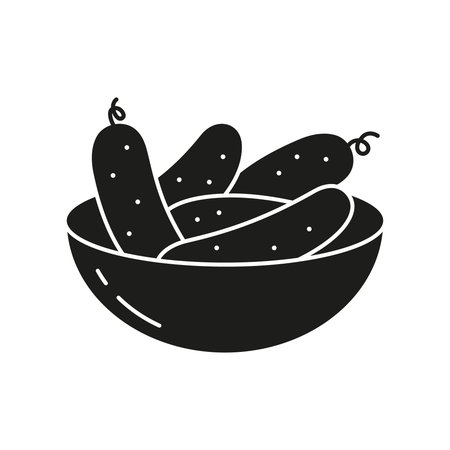 Plate with cucumbers silhouette icon. Vector isolated element on white backgroundのイラスト素材