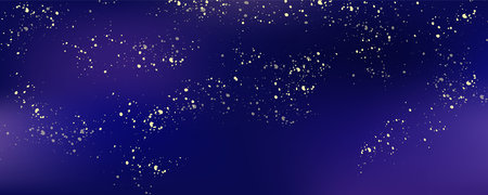 Navy blue with yellow glittering starry sky banner, header background vector illustration.のイラスト素材