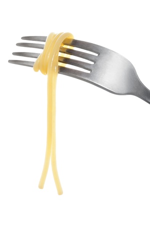 Spaghetti on a forkの写真素材
