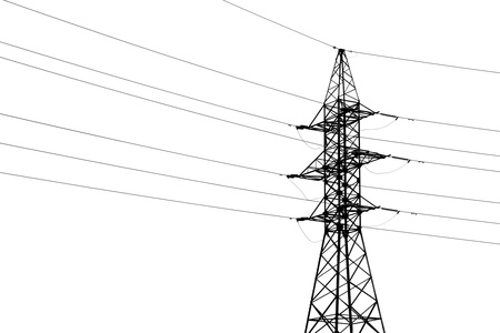 high voltage line on background skyの写真素材
