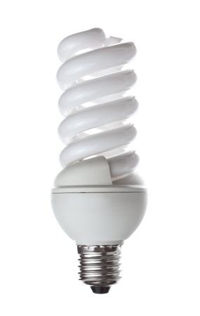 Fluorescent bulb on white backgroundの写真素材