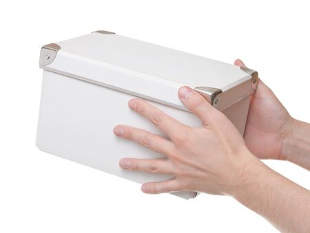 Hands pass someone a box  Symbol Logisticsの写真素材