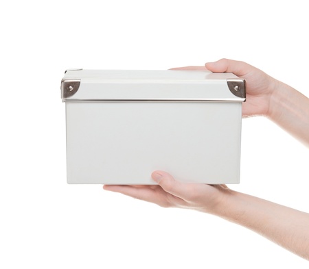 Hands pass someone a box  Symbol Logisticsの写真素材
