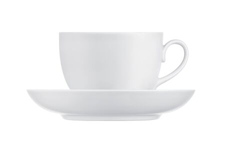 Cup and saucer on a white backgroundの写真素材