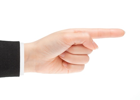 Pointing hand. Gesture of the hand on white backgroundの写真素材