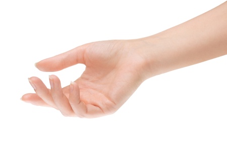 Empty open woman hand on white backgroundの写真素材